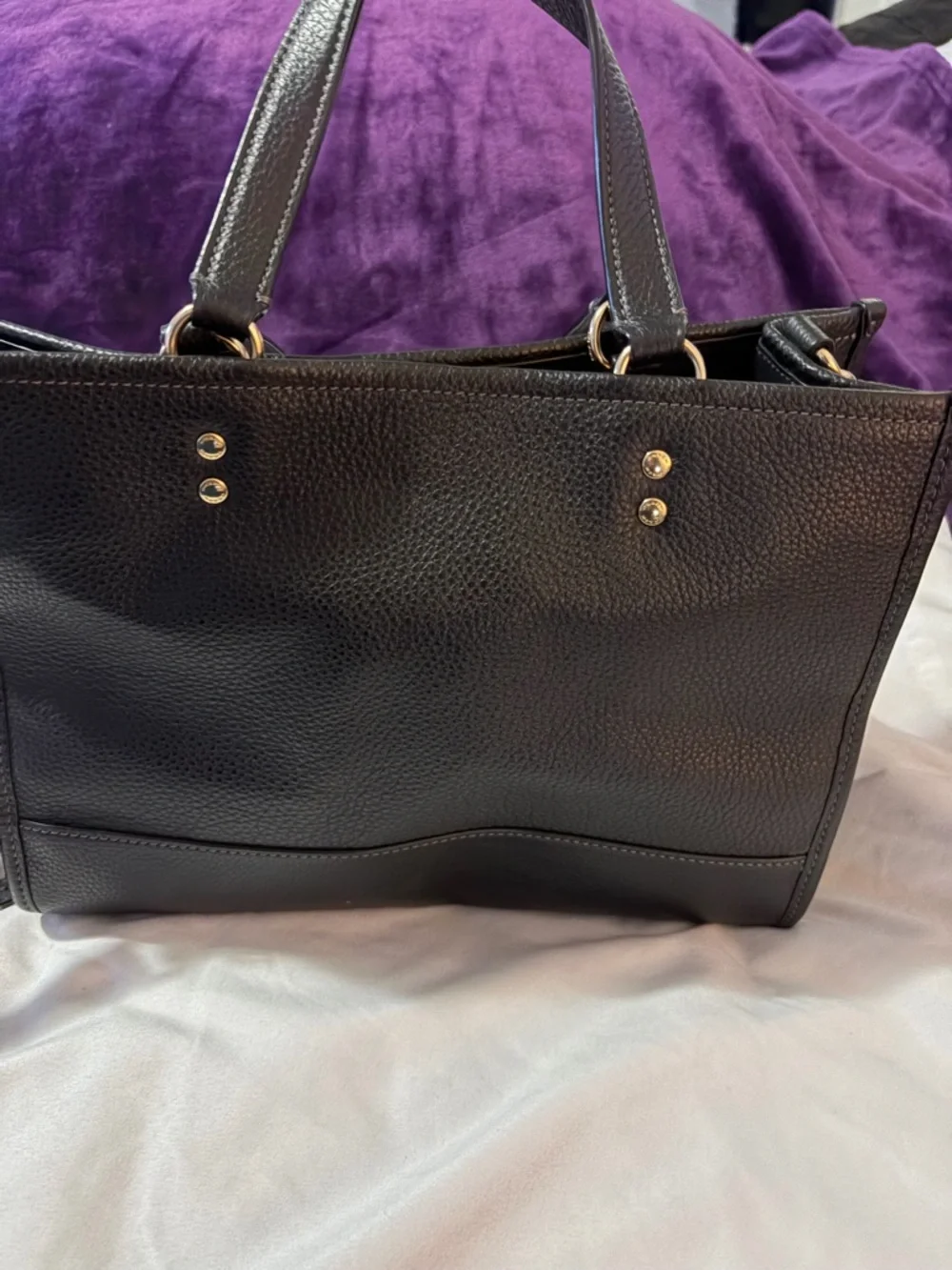 Coach Black Leather Satchel with Gold Hardware - Picture 3 of 5
